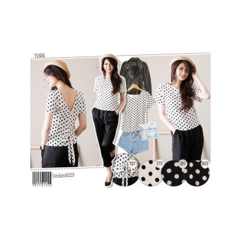 Polka Back Ribbon Top