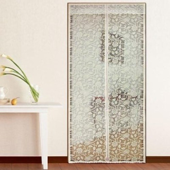 Tirai Pintu Magnet Press Kream Bunga Batik