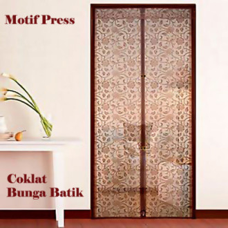 Tirai Pintu Magnet Press Batik Coklat