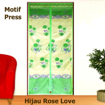 Tirai Pintu Magnet Press Hijau Rose Love