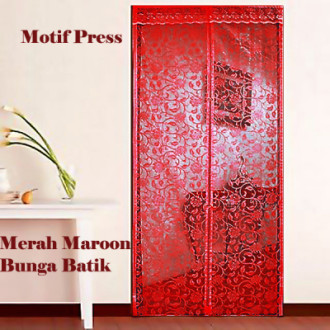 Tirai Pintu Magnet Press Batik Maroon