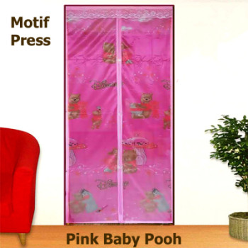 Tirai Pintu Magnet Press Pink Baby Pooh