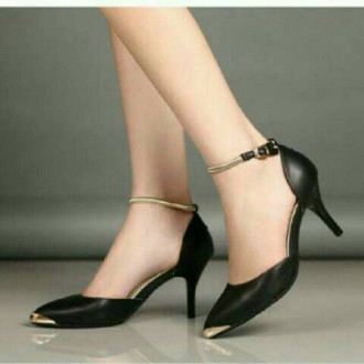 heels cantik sepatu kantor formal-sepatu wanita black