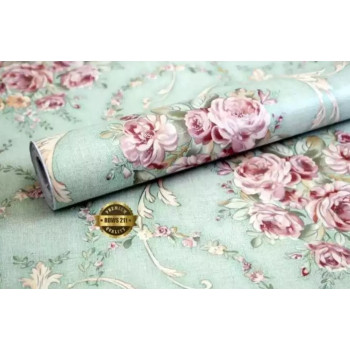 Wallpaper Dinding Stiker Motif Batik Kembang Hijau