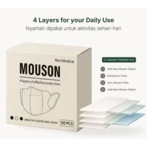 Masker Duckbill Earloop Mouson 4ply Isi 50 Pcs
