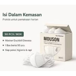 Masker Duckbill Earloop Mouson 4ply Isi 50 Pcs